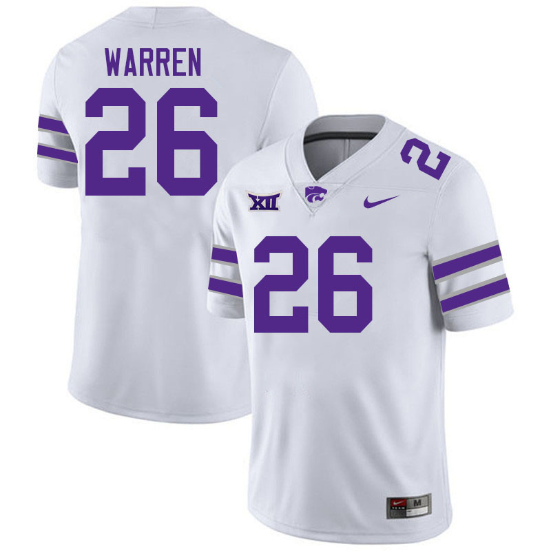 Kansas State Wildcats #26 Cooper Warren College Football Jerseys Stitched-White